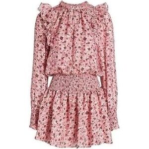 Ramy Brook NWT Pink Penelope Floral Ruffle Mini Dress in Size X-Smalll MSRP $445